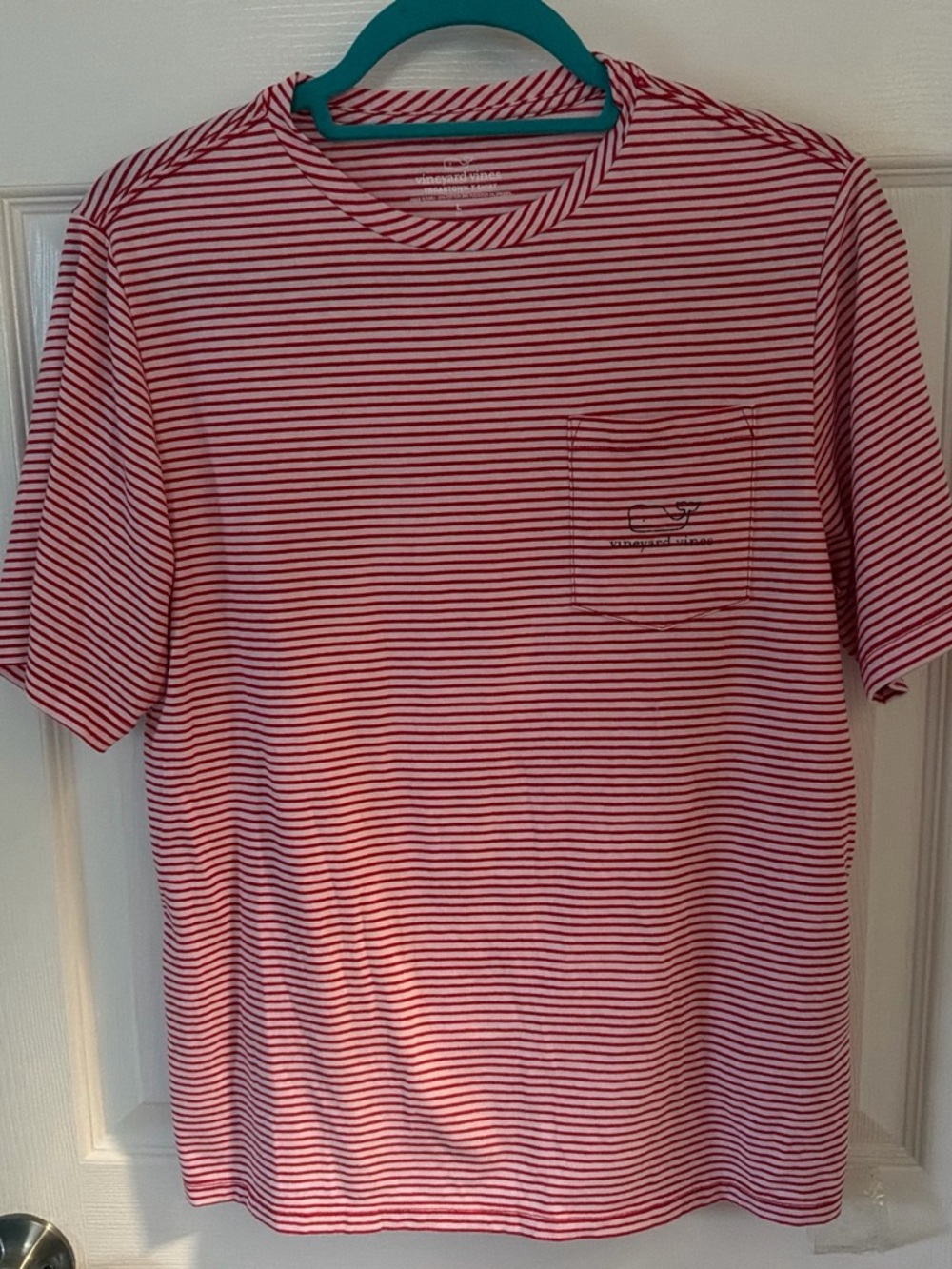 Vineyard Vines Red and White Striped Pocket Tee - Men